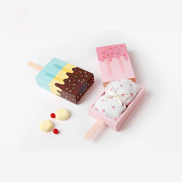 Favor Ice Cream Paper Candy Box Cute Popsicle Design Party Elegant Paper Packaging Boxes Paperboard Recyclable Icecream Folders