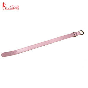 Collar de perro de cuero Rosa Suave personalizado Clip de metal dorado ajustable para tamaño pequeño mediano grande - Product Image 5