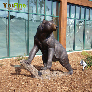 Escultura de oso rugido de metal de bronce realista para Parque - Product Image 6