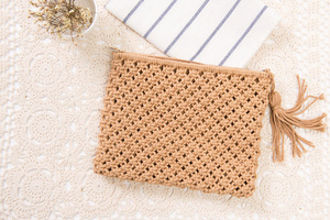 Popolare borsa leggera da donna in cotone fatta a mano con corde eleganti con nappe a spalla singola uncinetto in paglia <span class=keywords><strong>macramè</strong></span> - Product Image 6