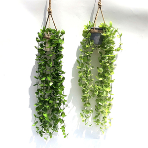 Vigne verte artificielle suspendue en macramé, bonsaï mural, avec pot, <span class=keywords><strong>d</strong></span>écoration <span class=keywords><strong>de</strong></span> fête, à la maison, bureau, 25 cm - Product Image 4