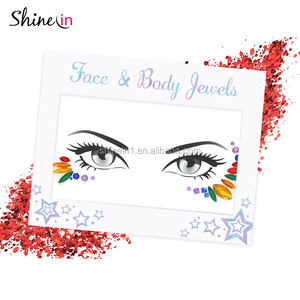 สติกเกอร์รอยสักตกแต่งใบหน้าพลอยเทียมสีรุ้ง,สติกเกอร์ศิลปะที่เป็นเอกลักษณ์รูปดวงตาอัญมณีสำหรับคริสต์มาส - Product Image 1