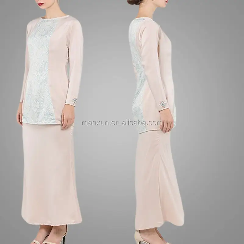 Vêtements islamiques longs en Satin pour femmes, Design musulman personnalisé, modèle malaisien Baju Kurung, mode moderne