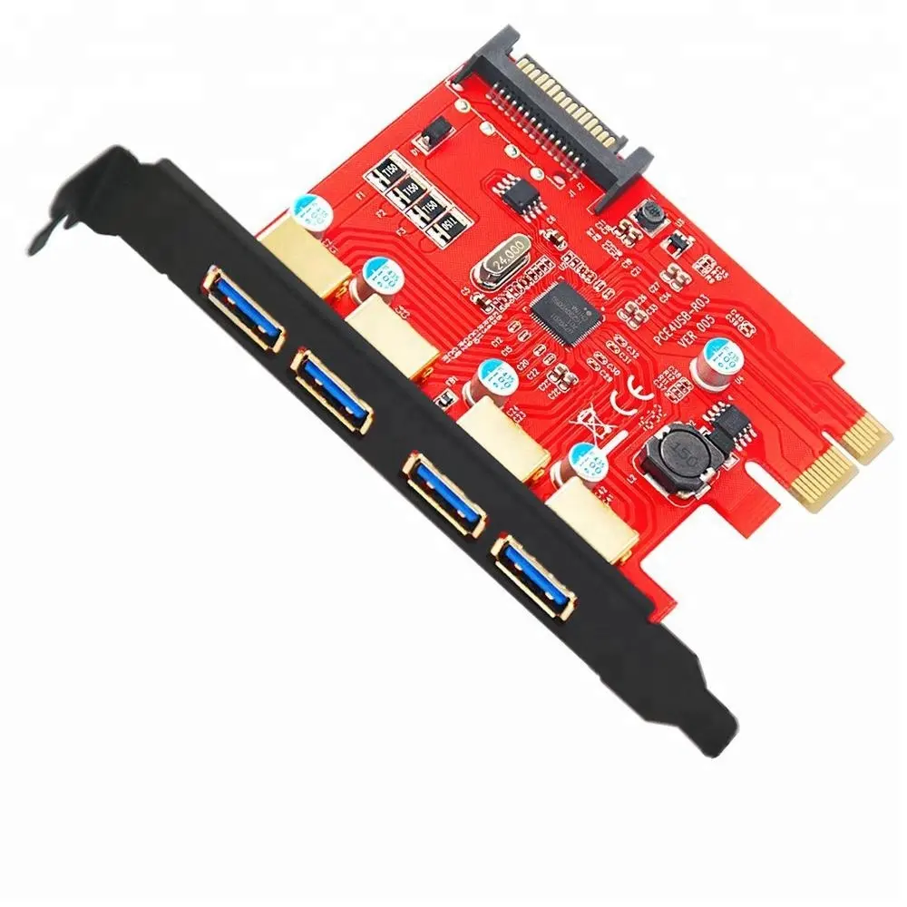 External 4port USB3.0 port PCI-E PCI express Gold finger connector with SATA 15pin power 5Gbps adapter card