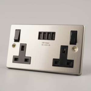 WK คู่แก๊งสหราชอาณาจักรประเภทสวิทช์ซ็อกเก็ตที่มี4 USB ชาร์จสมาร์ท - Product Image 2