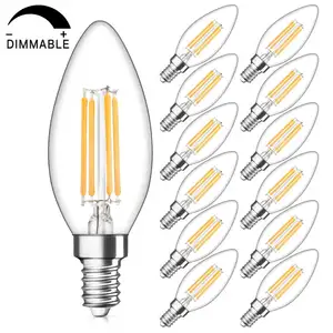 C35 filament LED ampul kısılabilir filaman filament LED ampul C35 sıcak beyaz Ultra parlak Led mum ışığı 4W cam konut ampul