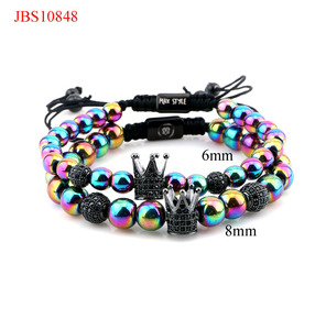 Di vendita caldo del diamante DELLA CZ corona arcobaleno perle di colore perline fatti a mano braccialetto di coppia per le donne degli uomini - Product Image 4