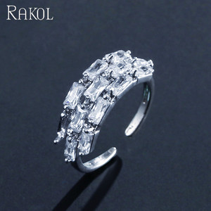 RAKOL RP250 cool style crystal cubic zirconia CZ Square wedding <strong>diamond</strong> <strong>ring</strong> for women - Product Image 5