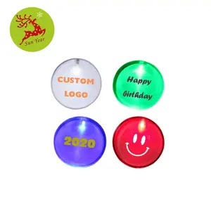 Custom logo led flashing light acrylic badge pin for promotion