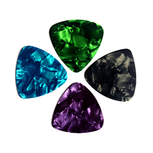 New Arrive Blank 0,46/0,71/0,96/1,2/1,5mm Celluloid Pearl Langlebige Dreiecksform E-Jazz-Gitarren-Pick Benutzer definiertes Logo