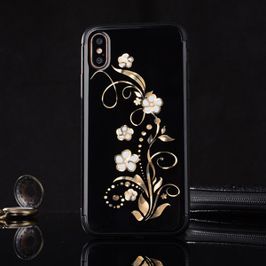 Oro <span class=keywords><strong>de</strong></span> lujo del cromo láser impresión floral Rosa flor TPU silicona caso del teléfono celular para el iPhone x 8 8 más 7 7 más - Product Image 1