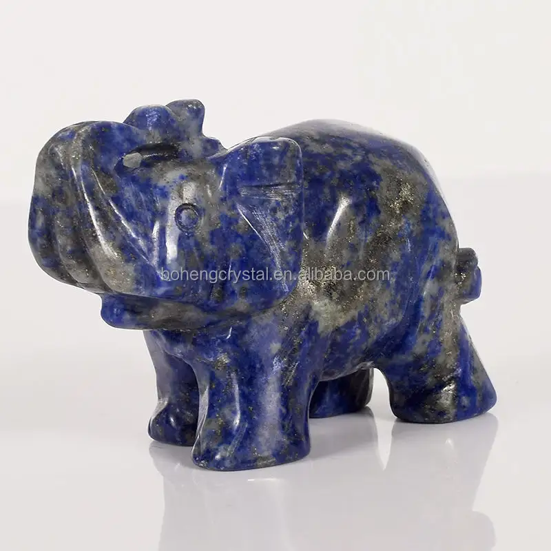 Pierre précieuse Lapis Lazuli, éléphant, Animal en Quartz, sculpté à la main, 1 pièce, vente en gros