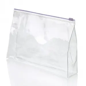 Bolsa de plástico transparente esmerilada para comida, bolsa de plástico con cremallera de pvc, con colgador de plástico