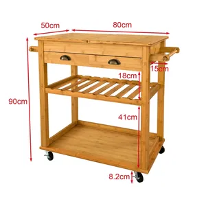 Neues Design Holz Kitchen Island Storage Trolley Cart mit Schubladen Bambus Falt küchen wagen