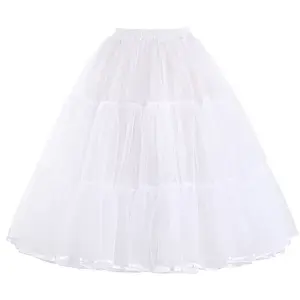 BP000177-2 OEM Damen Weiß Einfarbig Unterrock Kurz Vintage Petticoats Frauen