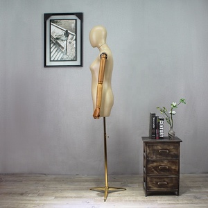 Vente en gros de robe pour <span class=keywords><strong>femme</strong></span> en cuir PU recouvert du demi-haut du corps Mannequins en forme de <span class=keywords><strong>buste</strong></span> <span class=keywords><strong>avec</strong></span> tête et bras en bois - Product Image 3