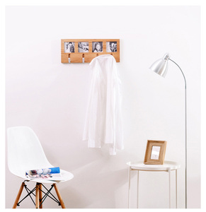 Cintre pliable à 5 crochets pour <span class=keywords><strong>chapeau</strong></span> et vêtements Porte-manteau mural en bois de bambou pour le salon Conception de photo personnalisée - Product Image 3