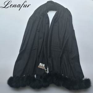 Inverno Lungo Su ordine Reale della Pelliccia di Fox Pompon Palla Pecore <span class=keywords><strong>Cashmere</strong></span> Fur Scialli <span class=keywords><strong>Sciarpa</strong></span> per Le Donne - Product Image 4