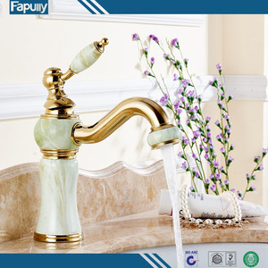 Fapully Haute Qualité à Levier Unique <span class=keywords><strong>D</strong></span>'<span class=keywords><strong>or</strong></span> Plaque Froide Chaude Pont <span class=keywords><strong>Mont</strong></span>é <span class=keywords><strong>Or</strong></span> Jade Peinture En Laiton <span class=keywords><strong>Du</strong></span> Robinet Jardin M246 - Product Image 3