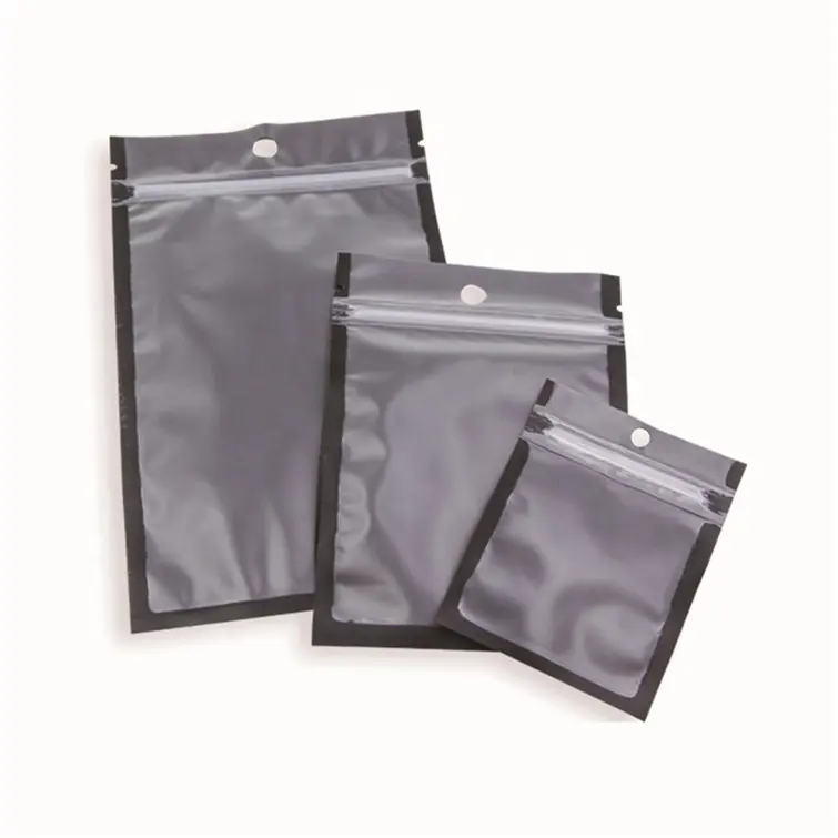 75 X100mm Schwarz Klar Mylar Zip Lock Tasche Medizin Druck verschluss Tasche mit klarer Vorderseite