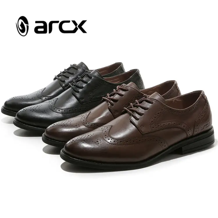 ARCX Brogue Style Men Genuine Leather Dress Shoes Suit for Party Casual Wearing Shoes