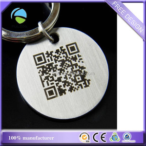 LLavero de código QR personalizado con impresión de círculo en blanco cepillado de Metal - Product Image 2