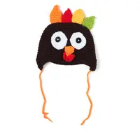 Bán Buôn Acrylic Dệt Kim Mới Lễ Tạ Ơn Bé Kids Crochet Animal Ear Flap Thổ Nhĩ Kỳ Pigtail Braids Beanie Hat
