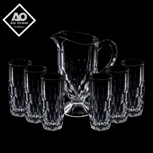 7 Stück gravierte Glas-Wasserkrug-Sets, Glas-Wasserkrug-Set, Krug-Trinkglas-Set