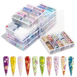 Colorful Flowers Starry Holographic Transfer Nail Stickers Foil