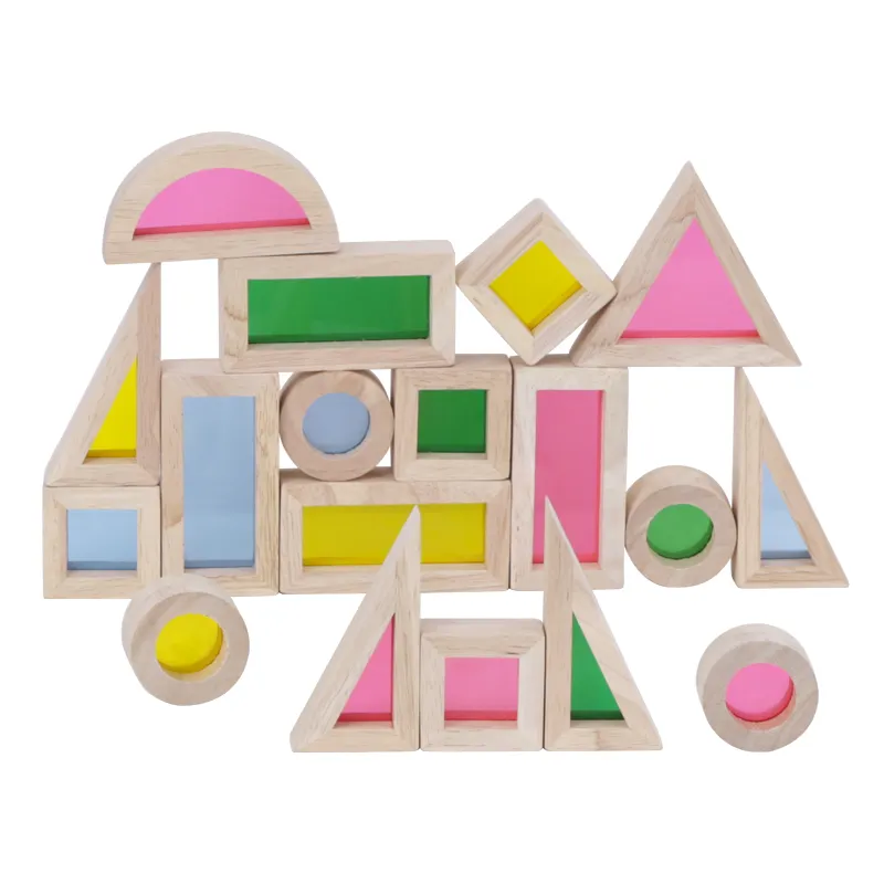 Hot Sale Kinder Lernspiel zeug Holz Regenbogen Bausteine kreative Acryl bunte Blöcke Spiel für Kinder