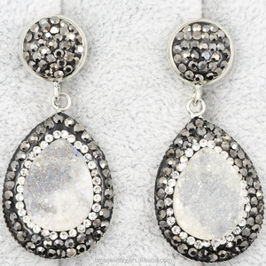Bán Buôn Water Drop Shaped Mới Nhất Cụm Đầy Đủ Druzy Pha Lê Earring Designs - Product Image 4