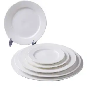 Hotel Großhandel Günstige Bulk China Abendessen/Dessert Teller Kleine weiße Porzellan Ring platte
