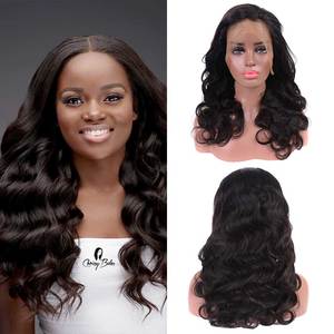 Mujeres Asiáticas 28 pulgadas, cabello humano virgen malayo sin pegamento, encaje frontal 360, peluca, cuerpo ondulado - Product Image 1