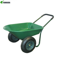 Carretilla de construcción de tres ruedas WH3600 de 100L con bandeja de plástico y mango de madera para Uganda