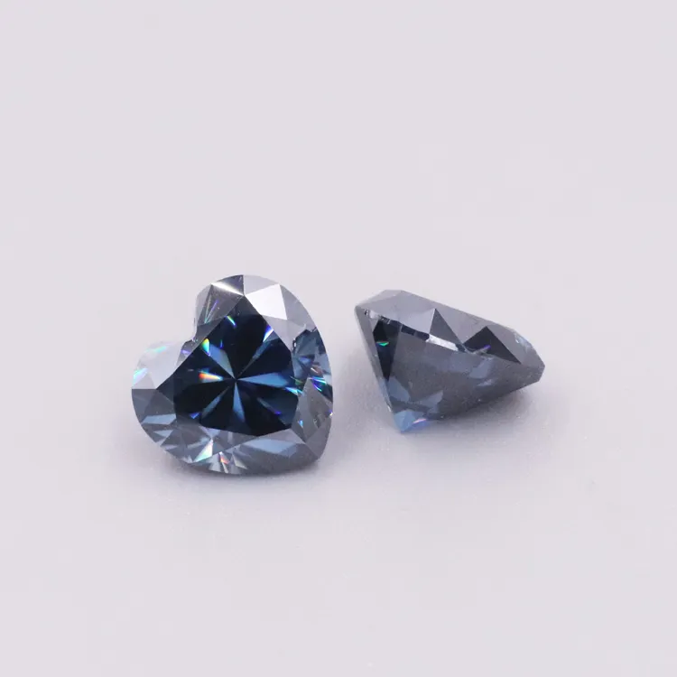 Tianyu อัญมณีสีฟ้า Moissanite 1ct Heart Shape Moissanite เพชรสังเคราะห์เพชรสีน้ำเงิน