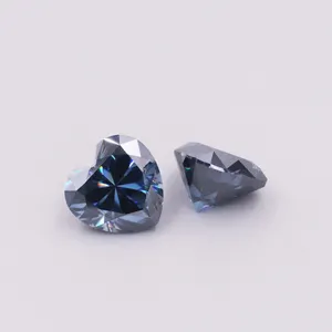 Tianyu taşlar mavi moissanite 1ct kalp şekli mozanit elmas sentez mavi elmas