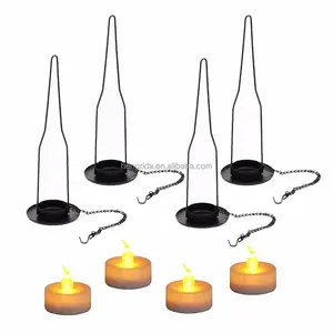 בקבוק מנורת קולב עם הבהוב Tealight עבור יין בירה בקבוק צנצנת DIY בקבוק חיתוך מתנה תליית זכוכית פמוט