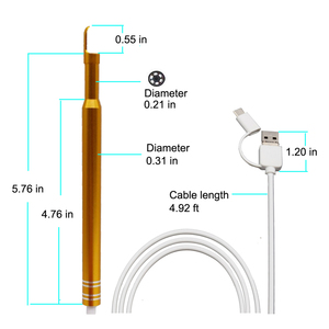 Endoscópio visual de limpeza de ouvido 3 em 1, câmera otoscópio para limpeza de ouvido 5.5mm, câmera de inspeção de cuidados de saúde