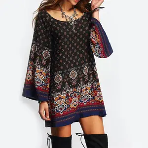 Long sleeve women dress hippie clothing wholesale