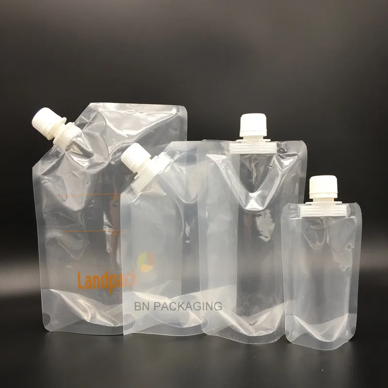 사용자 정의 인쇄 명확한 음료 포장 재사용 아기 식품 플라스틱 액체 파우치 코너 주둥이 가방 주스 우유