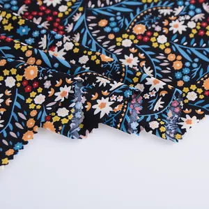 95% polyester 5% spandex knitted flower screen print ity spandex fabric korea for ladies skirts