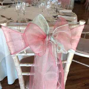 Chiffon Organza Flower Chair Sash For Wedding Decoration