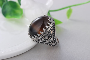 Wholesale Price Fashion Light Luxury Big <strong>Tiger</strong> <strong>Eye</strong> Stone 925 Sterling Silver Men' s <strong>Ring</strong> - Product Image 4