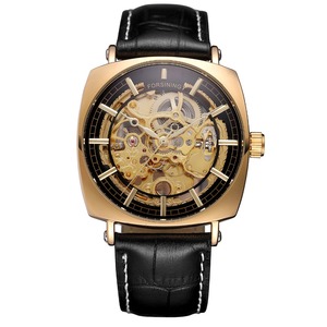 Montre automatique squelette de luxe pour homme Shanghai CHARM 3 ATM, étanche, en cuir véritable, mécanique, cadran carré - Product Image 2