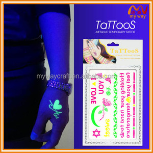 Nicht- toxische mode benutzerdefinierte metallic body art flash glow in <span class=keywords><strong>the</strong></span> dark körper tattoo aufkleber - Product Image 2