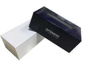 纹身针包装盒海军蓝礼品盒医用化妆针定制包装盒带可见模切窗口