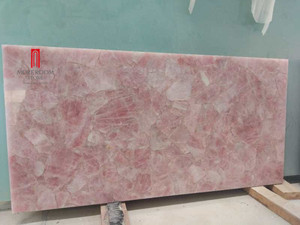 Yarı Saydam Yarı Değerli Taş Pembe Kuvars Levha Cilalı Su Geçirmez 1 Yıl Garantili Grafik Tasarım Otel Kullanımı İndirimli - Product Image 6
