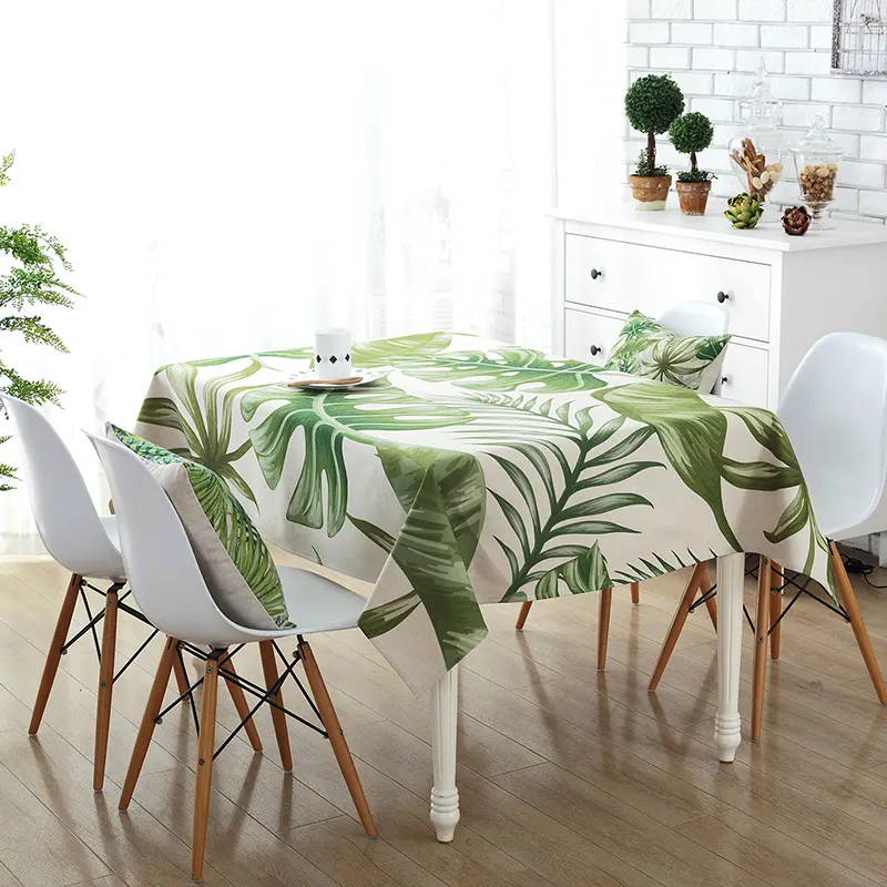Tropical leaf printing waterproof tablecloth green tree table decoration table cover