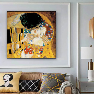 Vendita calda dipinta a mano astratta famosa <span class=keywords><strong>gustav</strong></span> <span class=keywords><strong>klimt</strong></span> la pittura del bacio - Product Image 5