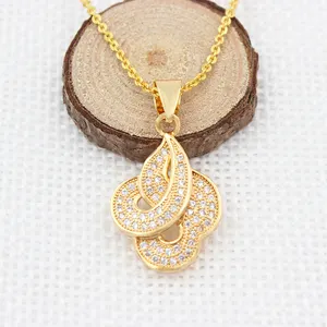 DTINA 18K Gold plated pave clear zircon stone fire style Buddhism pendant